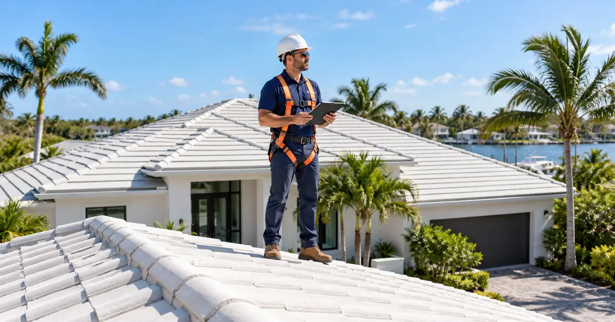 Florida roofing marketing case study featuring a professional roof inspector in South Florida