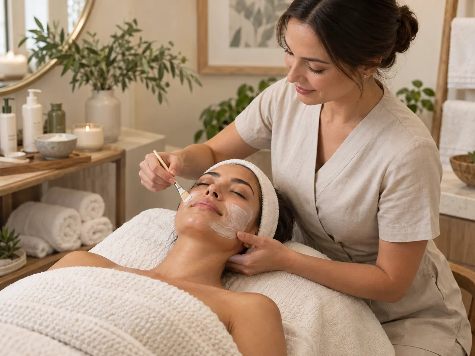 Professional facial treatment for a spa advertising campaign